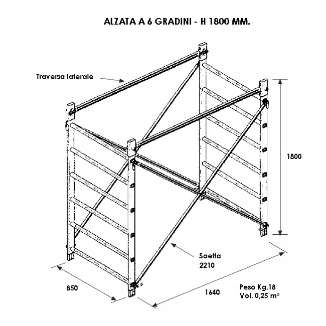 Vendita online Alzata 6 gradini H 1800 mm. per trabattello DOGE 65